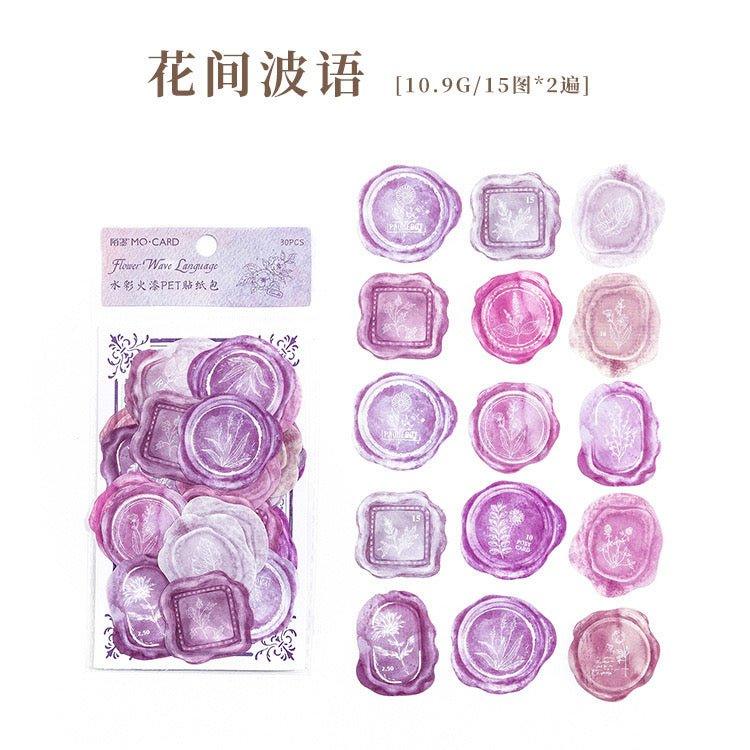1004 Pet Sticker Pack, Crystal Garden Series, White Film Watercolor Wax Hand Account Decoration - Memo Journals