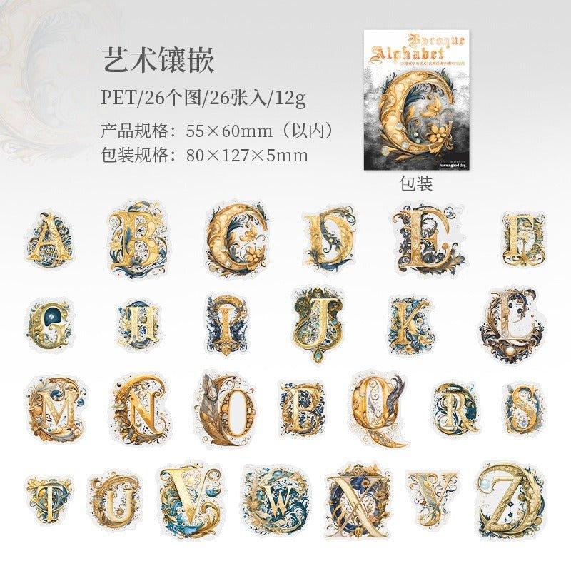 1124 PET Stickers Baroque Letters - Memo Journals