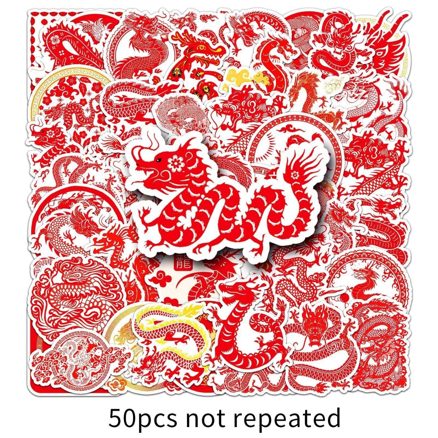 1045 (50 Chinese Dragon Red Stickers) - Memo Journals