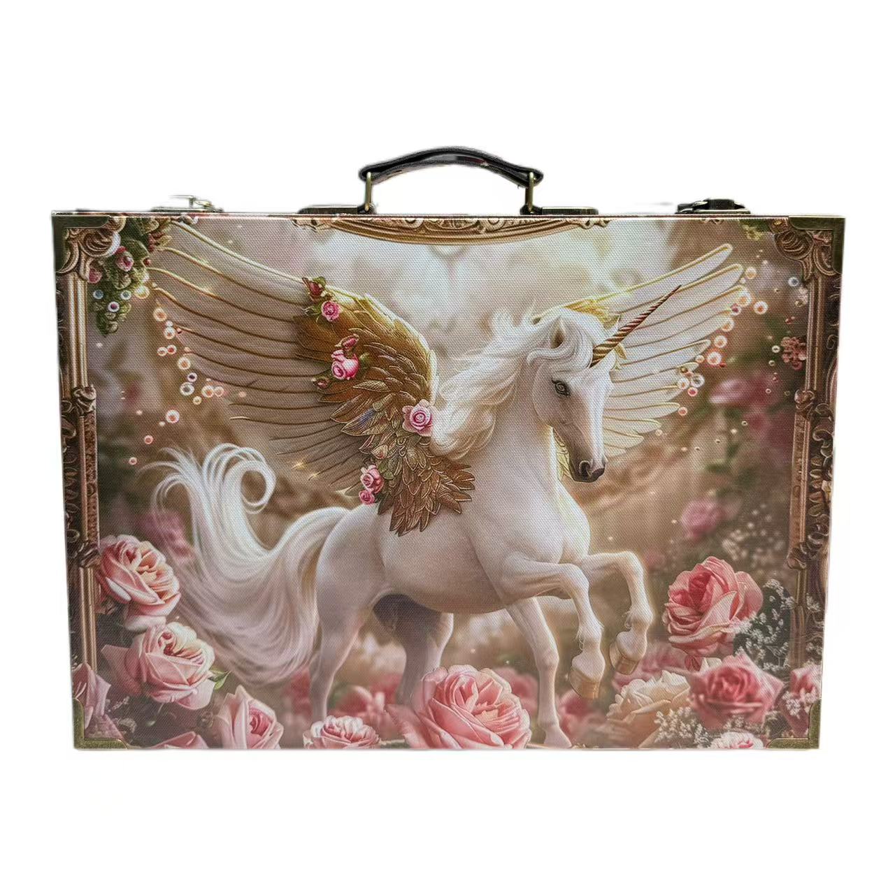 6181 Floral Unicorn Wood Storage Box