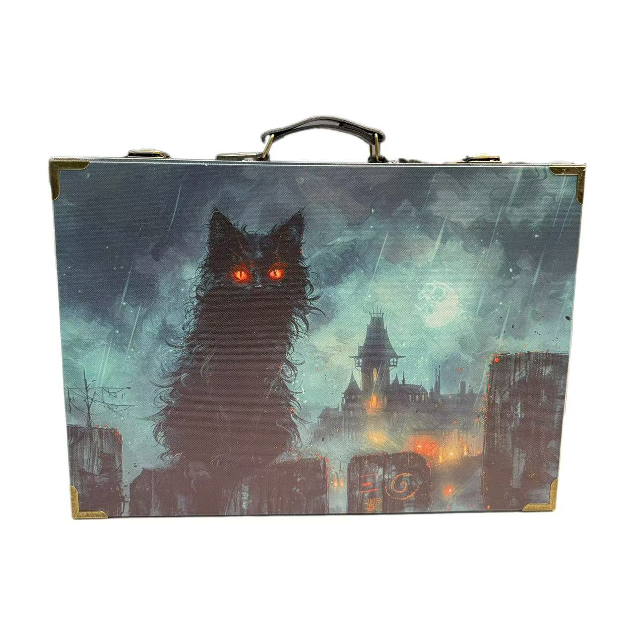 6170 Mysterious Castle - style Box with Red - eyed Black Cat