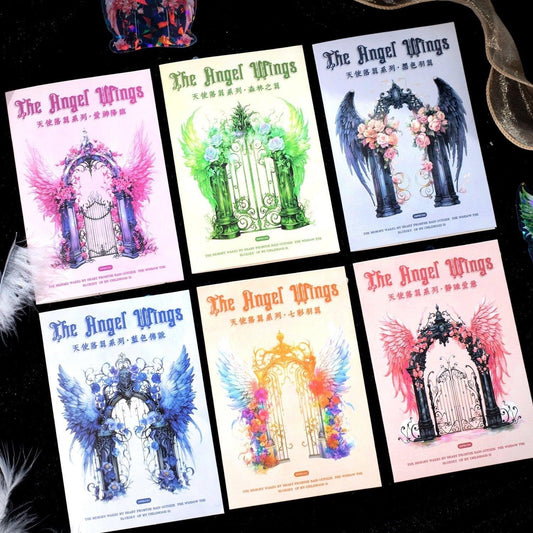 1007 Pet Sticker Pack - Angel Wings Series, Vintage Winged Decor for Journals - Memo Journals