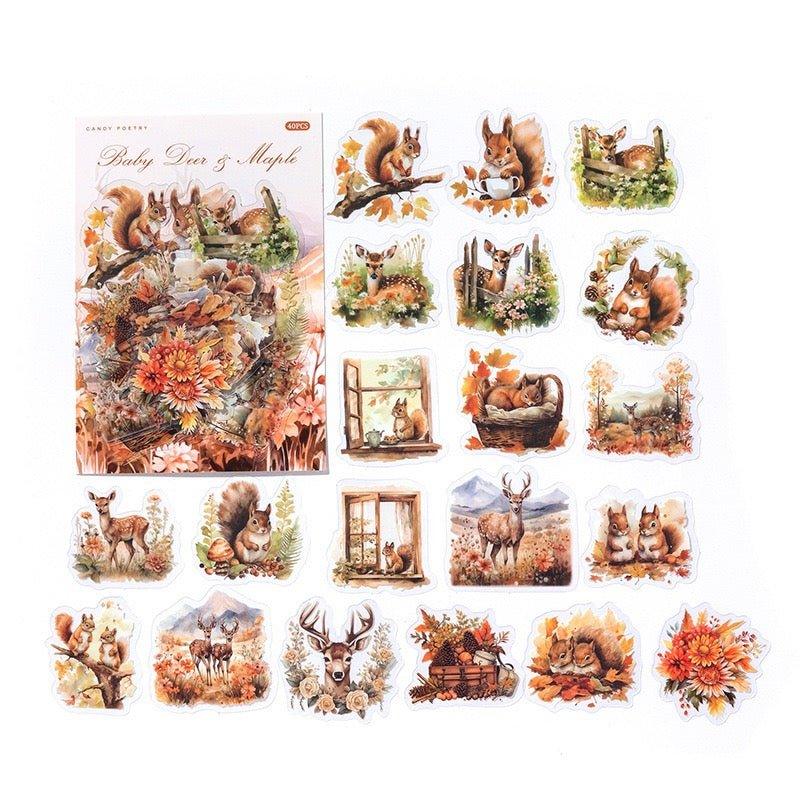 1010 PET Sticker Set Forest Ranch Series Light Retro Butterfly Plant Manual Decoration Collage Material - Memo Journals