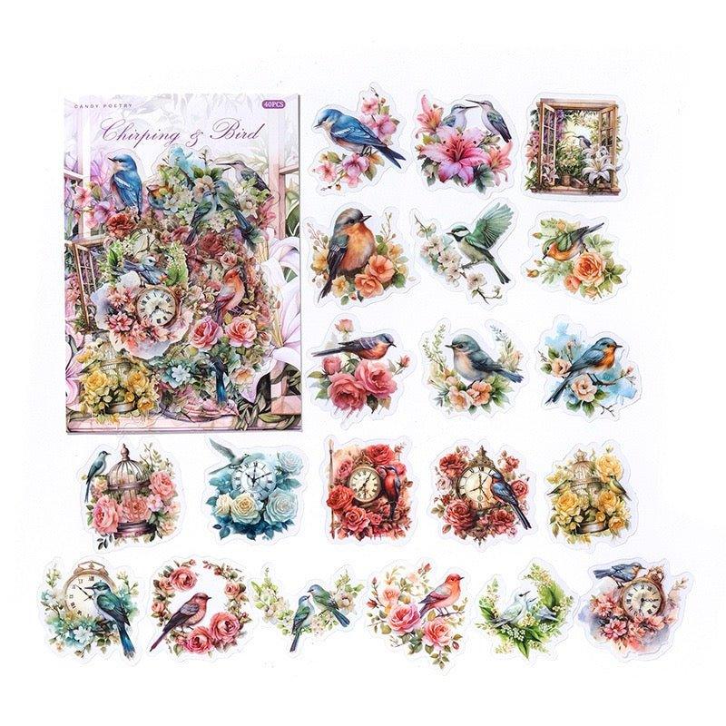 1010 PET Sticker Set Forest Ranch Series Light Retro Butterfly Plant Manual Decoration Collage Material - Memo Journals