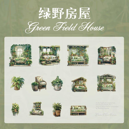 1013 Sticker pack dream house series vintage house plant material handbook DIY decoration landscaping stickers - Memo Journals