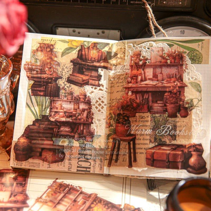 1013 Sticker pack dream house series vintage house plant material handbook DIY decoration landscaping stickers - Memo Journals