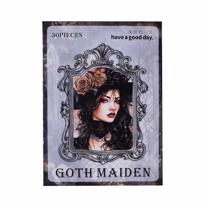 1015 PET stickers gothic girl series retro characters theme handbook decoration waterproof material stickers - Memo Journals