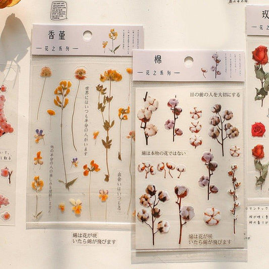 1017 PET Flat Stickers Flower Series - Memo Journals