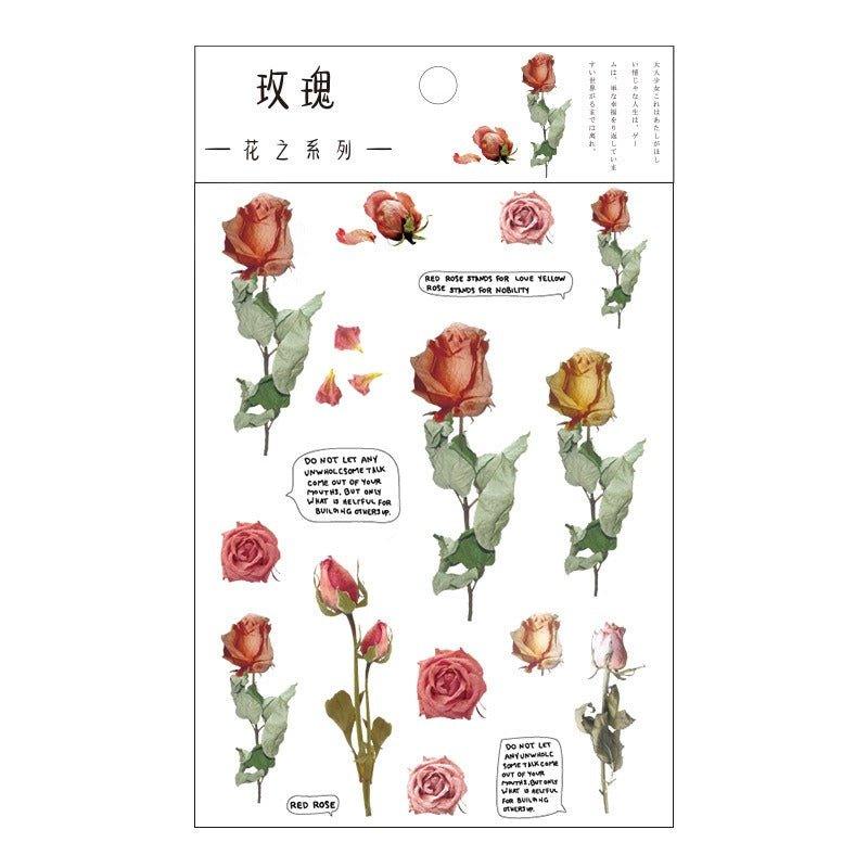 1017 PET Flat Stickers Flower Series - Memo Journals