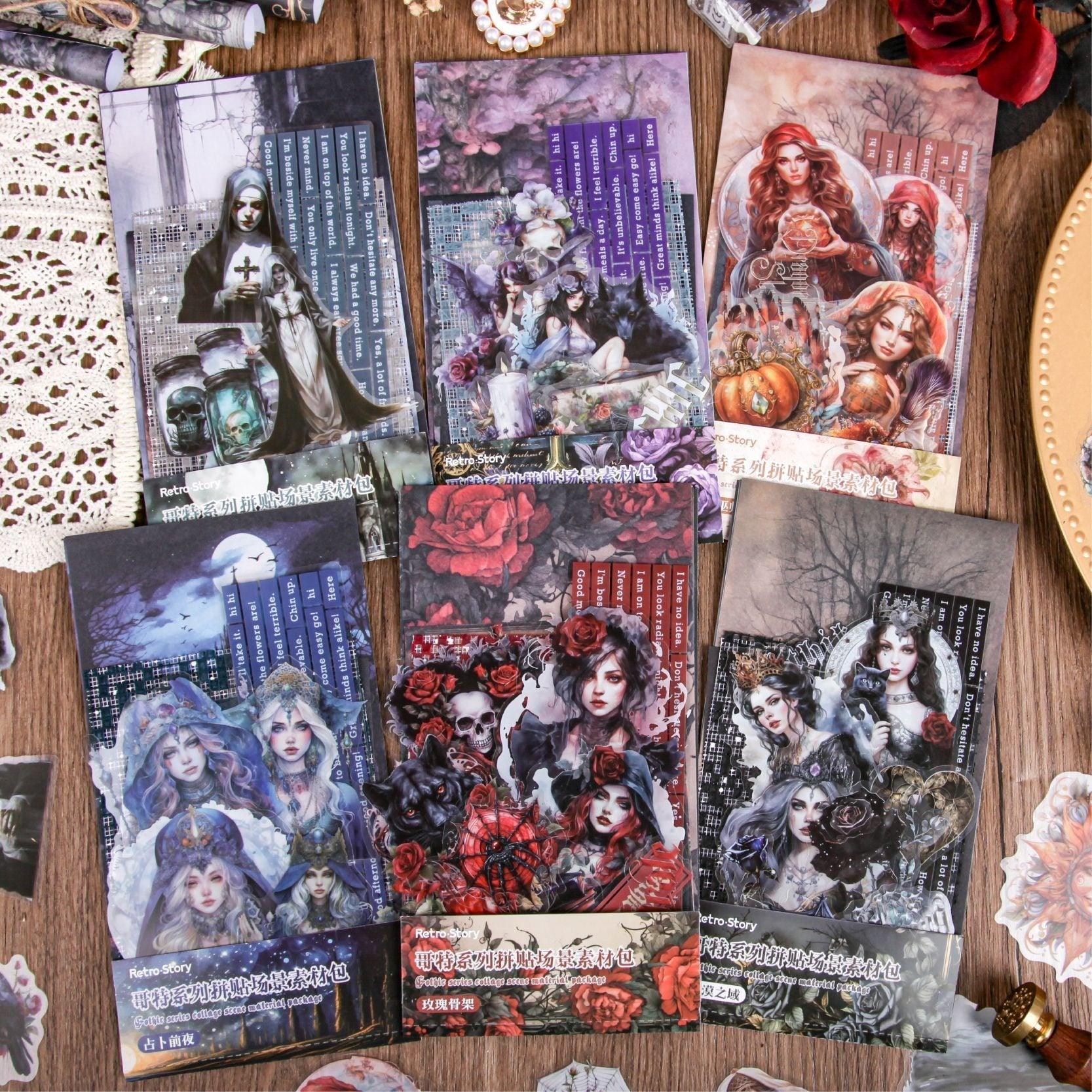 1019 Gothic Series Vintage Handbook Decorative Collage Priming Stickers ...