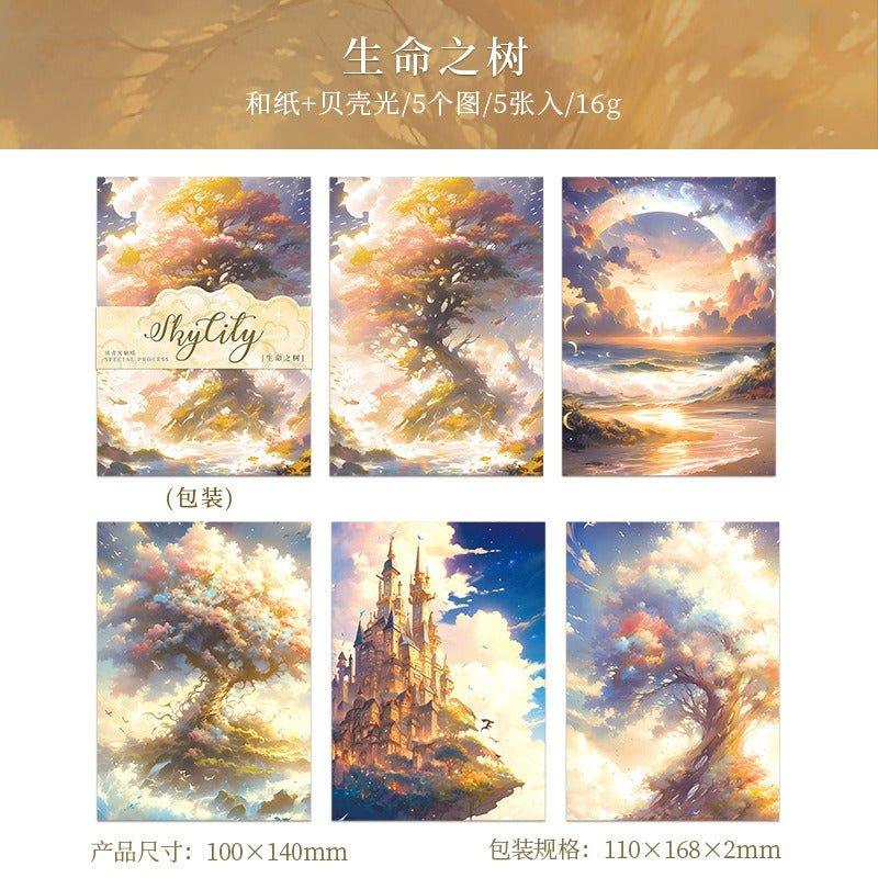 1024 shell light background material stickers sky city - Memo Journals