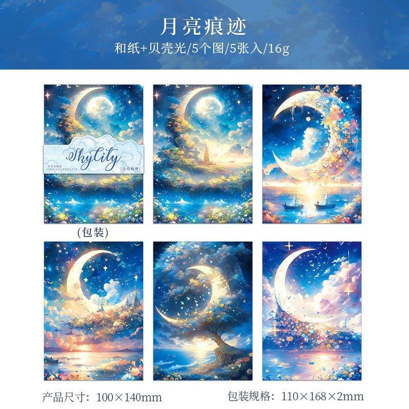 1024 shell light background material stickers sky city - Memo Journals