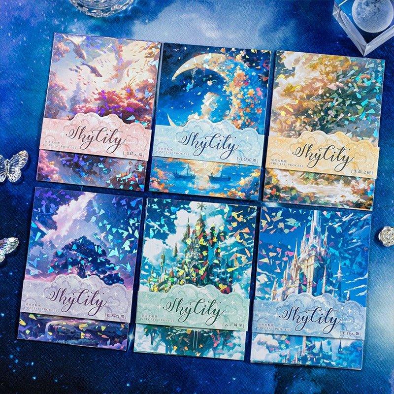 1024 shell light background material stickers sky city - Memo Journals