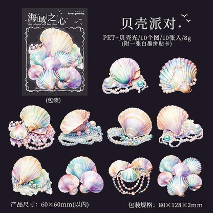 1026 Shell Light Stickers Sea Heart Series - Memo Journals