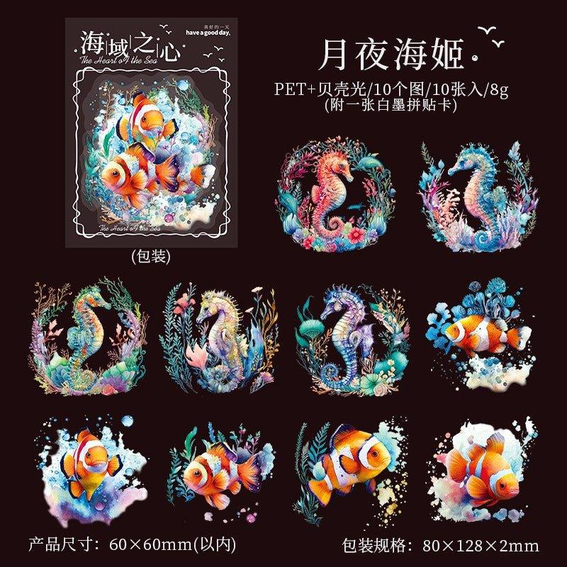 1026 Shell Light Stickers Sea Heart Series - Memo Journals