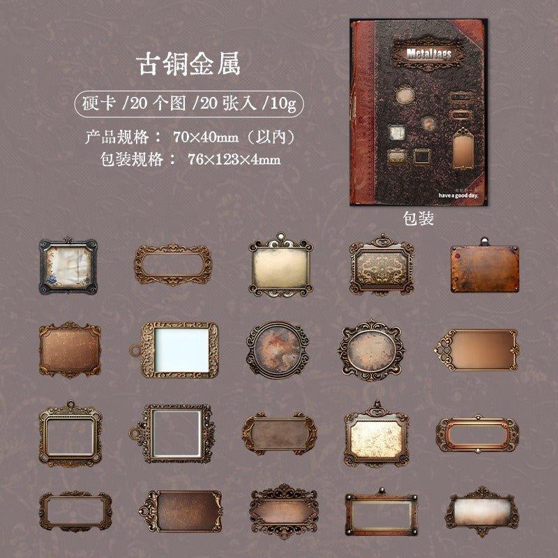 1031 Sticker Pack "Antique Metal Labels" Series - Memo Journals