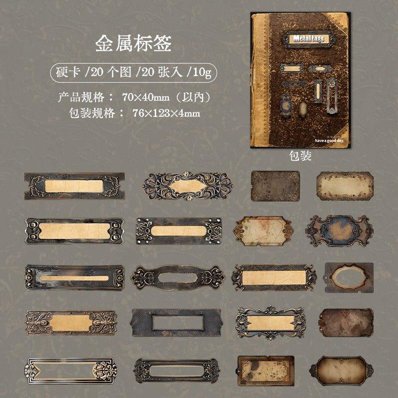 1031 Sticker Pack "Antique Metal Labels" Series - Memo Journals