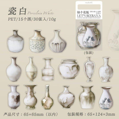 1095 PET Stickers Missing Vase Series - Memo Journals