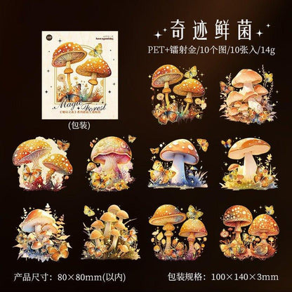 1096 Sticker pack "Magic Forest" series Mushroom Theme - Memo Journals