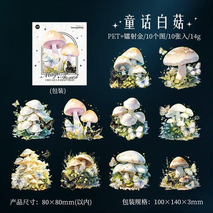 1096 Sticker pack "Magic Forest" series Mushroom Theme - Memo Journals