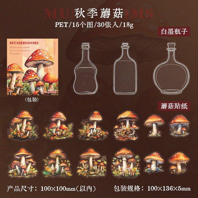 1097 PET Stickers Mushroom in a bottle series - Memo Journals