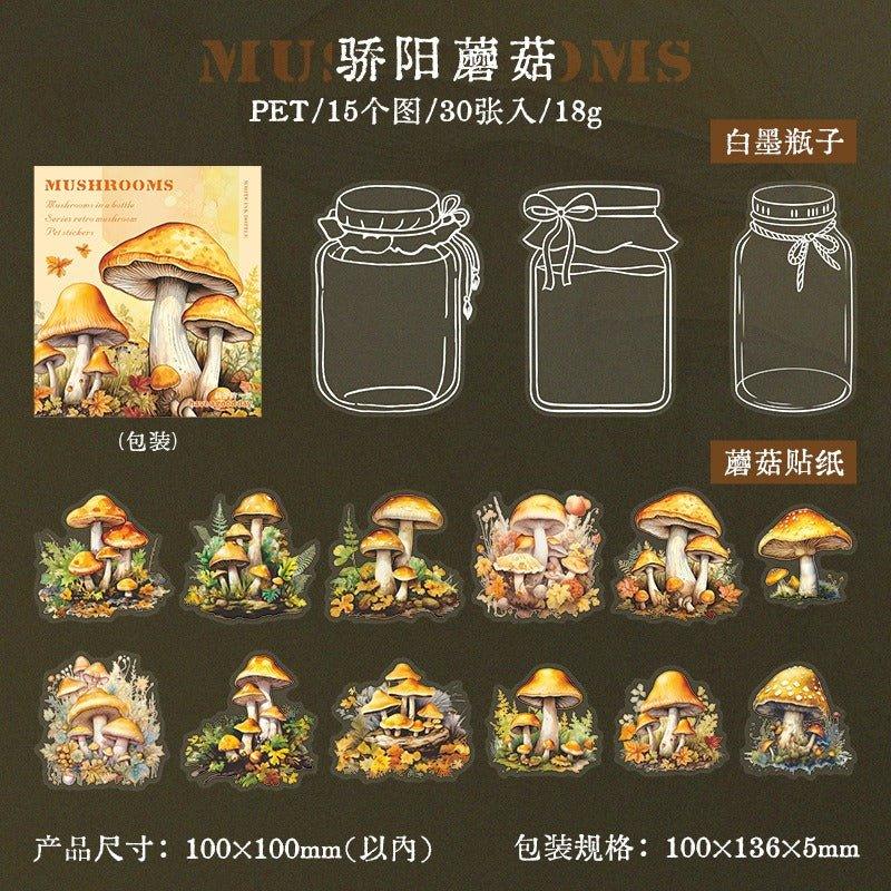 1097 PET Stickers Mushroom in a bottle series - Memo Journals