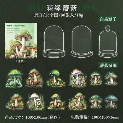 1097 PET Stickers Mushroom in a bottle series - Memo Journals