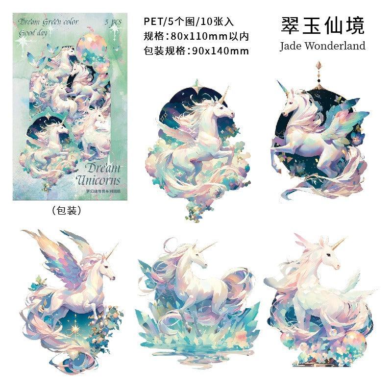 1060 Dark Phantom PET Sticker Pack Dreamland Unicorn Collection - Memo Journals