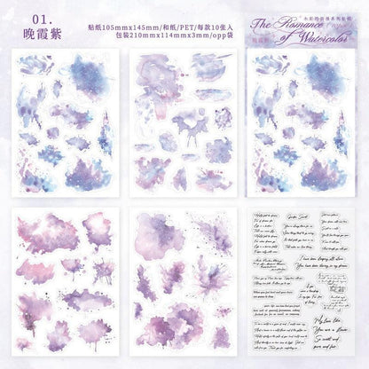 1177 PET Sticker Pack Watercolour Romance Collection - Memo Journals