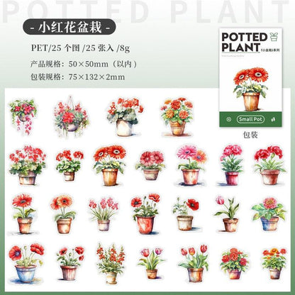 1182 PET Sticker Pack Small Potted Plant Series - Memo Journals