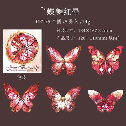 1100 PET Stickers Jewel Butterfly Series - Memo Journals