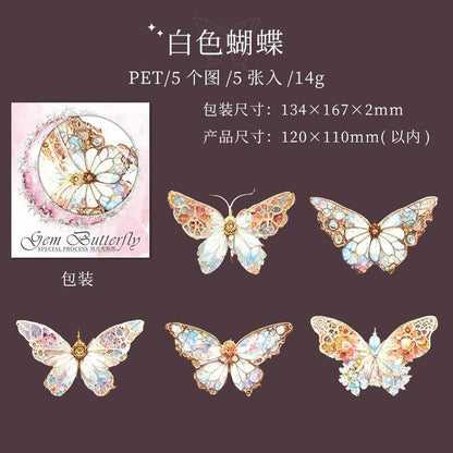 1100 PET Stickers Jewel Butterfly Series - Memo Journals