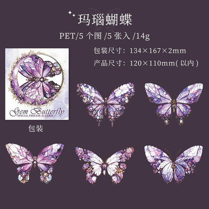 1100 PET Stickers Jewel Butterfly Series - Memo Journals