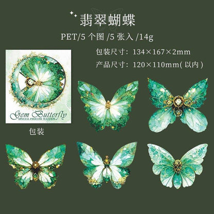 1100 PET Stickers Jewel Butterfly Series - Memo Journals