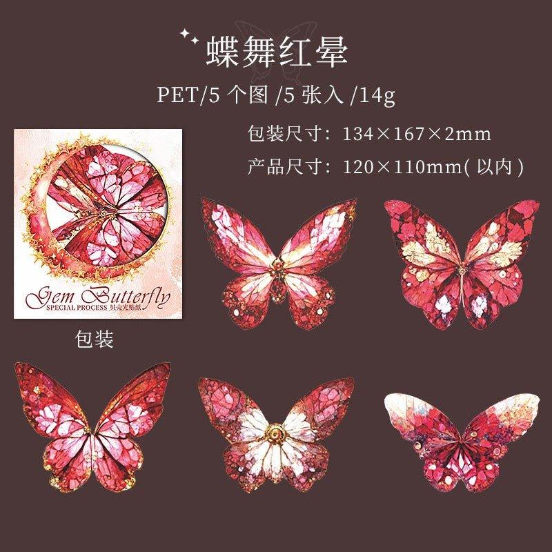 1104 PET Stickers Jewel Butterfly Series - Memo Journals