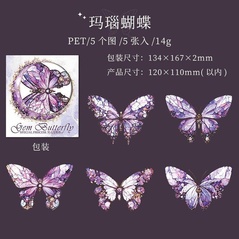 1104 PET Stickers Jewel Butterfly Series - Memo Journals