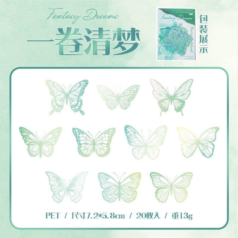 1105 PET Sticker Pack Butterfly Island 2 Bullet Series - Memo Journals