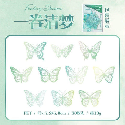 1105 PET Sticker Pack Butterfly Island 2 Bullet Series - Memo Journals