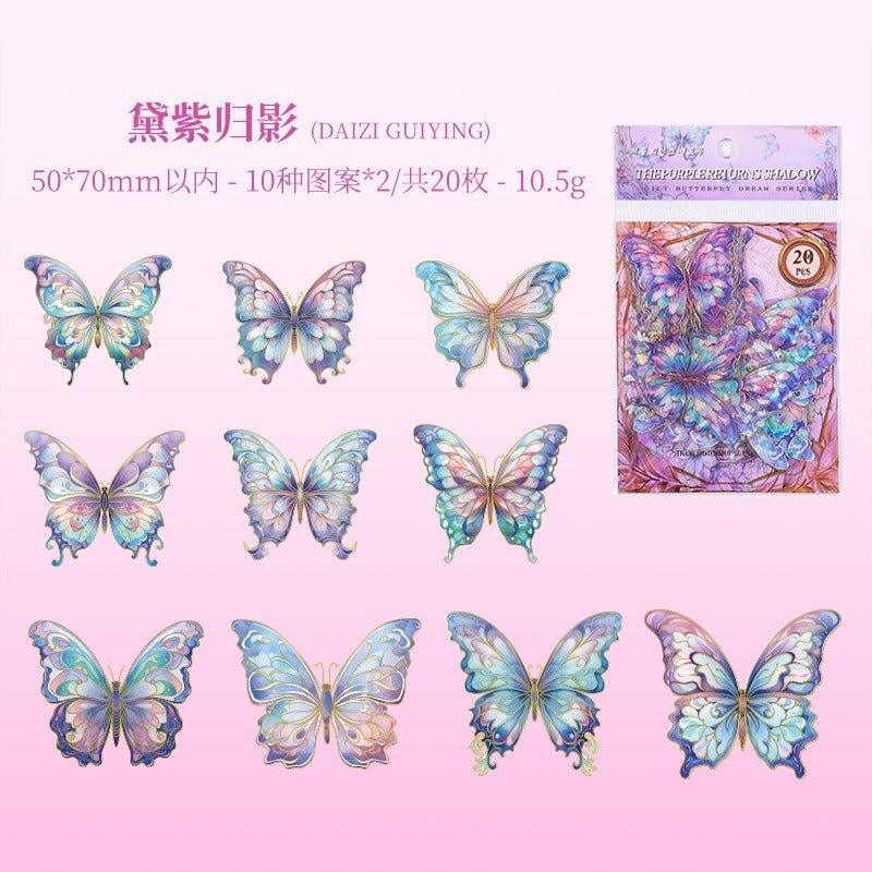 1107 Gilt Butterfly Dream Handbook Sticker Pack - Memo Journals