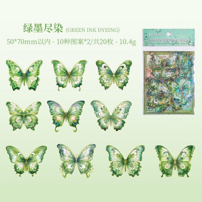 1107 Gilt Butterfly Dream Handbook Sticker Pack - Memo Journals