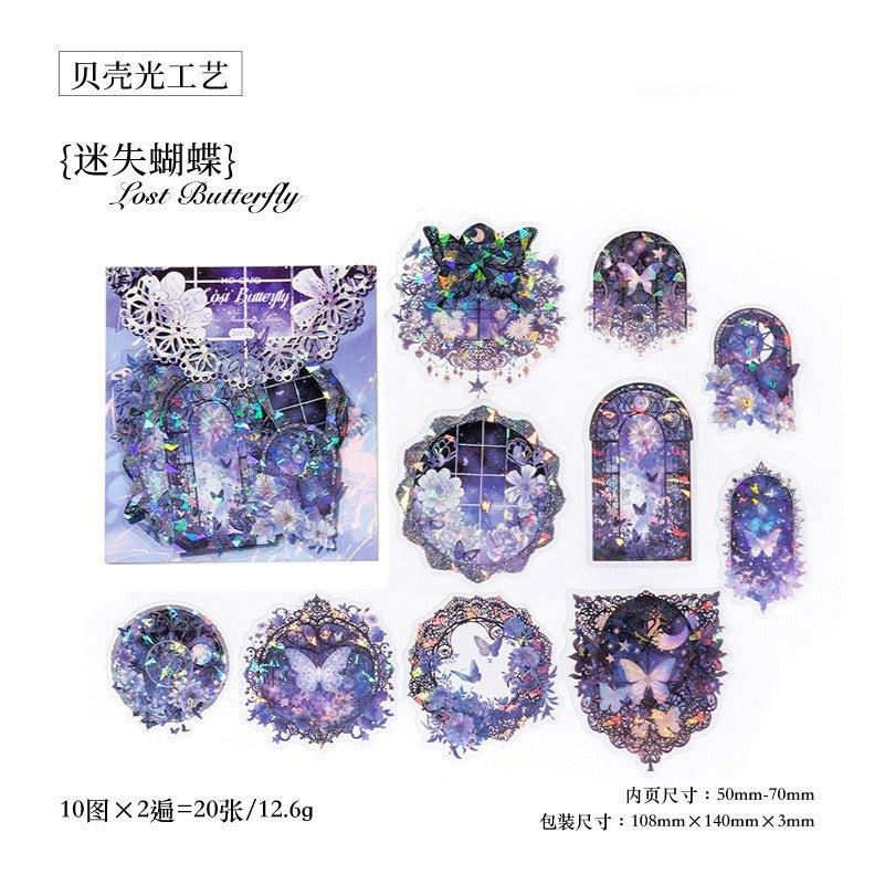 1114 PET Ice Crystal Sticker Pack Lace Cherry Dream Series - Memo Journals