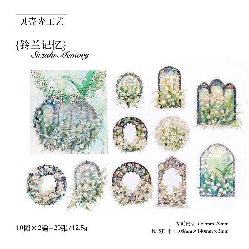 1114 PET Ice Crystal Sticker Pack Lace Cherry Dream Series - Memo Journals