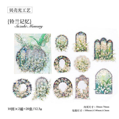 1114 PET Ice Crystal Sticker Pack Lace Cherry Dream Series - Memo Journals