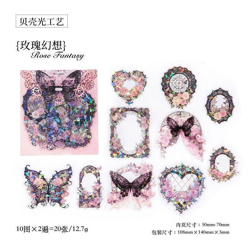 1114 PET Ice Crystal Sticker Pack Lace Cherry Dream Series - Memo Journals