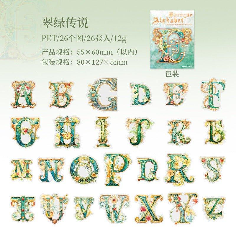 1124 PET Stickers Baroque Letters - Memo Journals