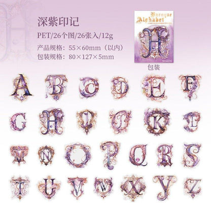 1124 PET Stickers Baroque Letters - Memo Journals