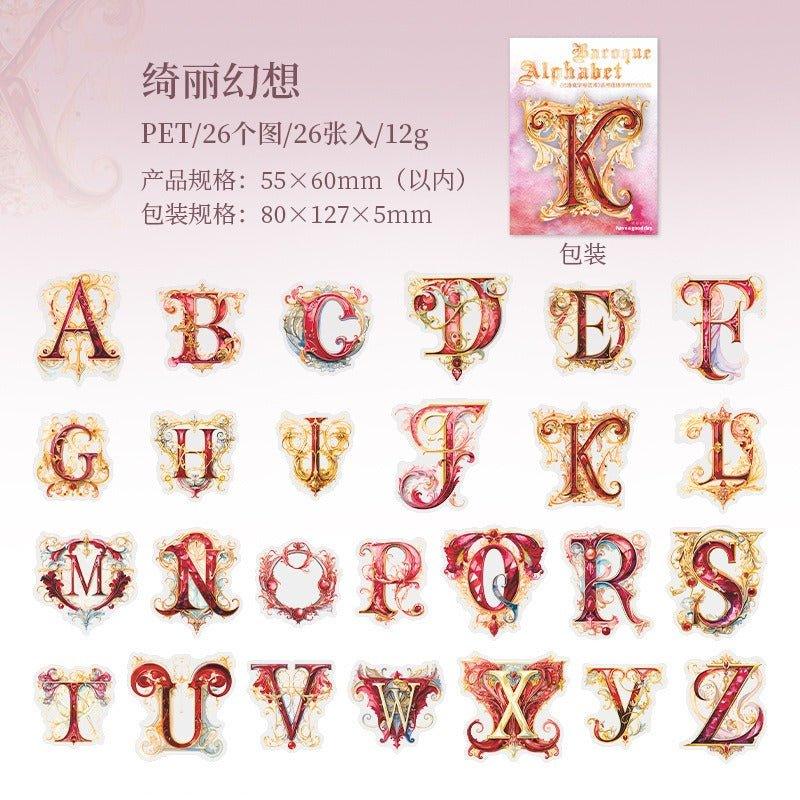 1124 PET Stickers Baroque Letters - Memo Journals