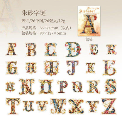 1124 PET Stickers Baroque Letters - Memo Journals