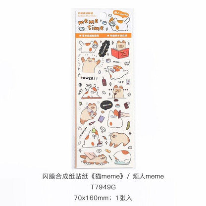 1125 Flash Membrane Stickers Catmeme Series - Memo Journals