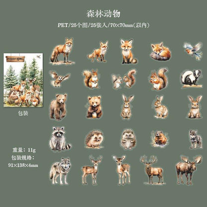 1126 Forest Animal Themed DIY Sticker Pack - Memo Journals